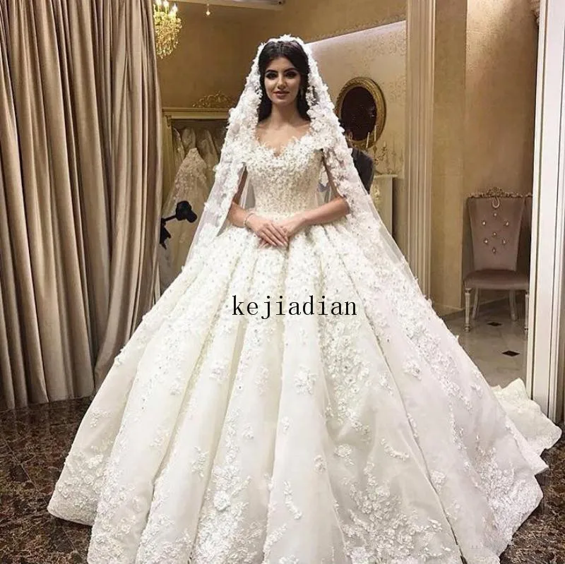 2021 Royal Luxury 3d Appliques floreali abiti da sposa in rilievo Off the Shulder Lace Plus Size abiti da sposa da sposa su misura