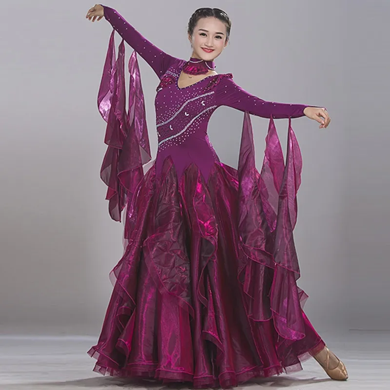 red requins ballroom dress woman ballroom dance dresses ballroom waltz dresses standard social dress modern dance costuems