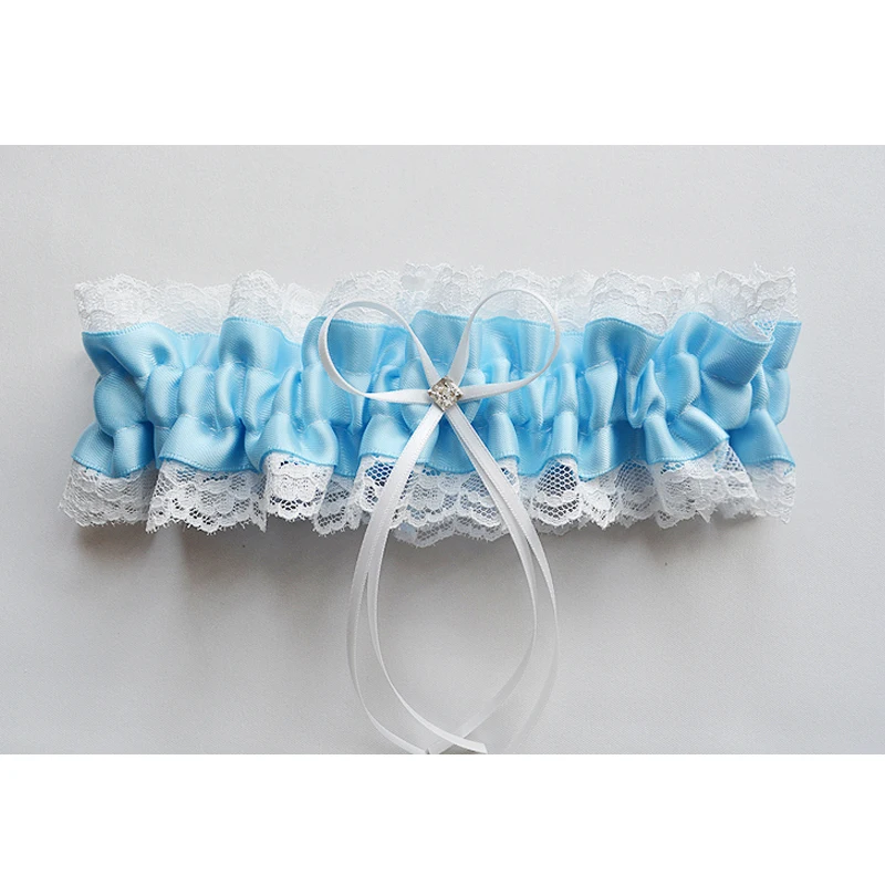 Wedding Bride Garter Tiffany blue lace crystal Women's Sexy Garters Bride Leg ring Belt Suspender Party supplies accessories