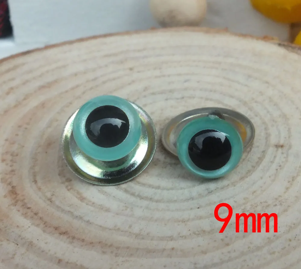 100pcs Free Ship9mm Bule Color Japanese Hand Painted Safety Cats Plastic Eyes With Washer