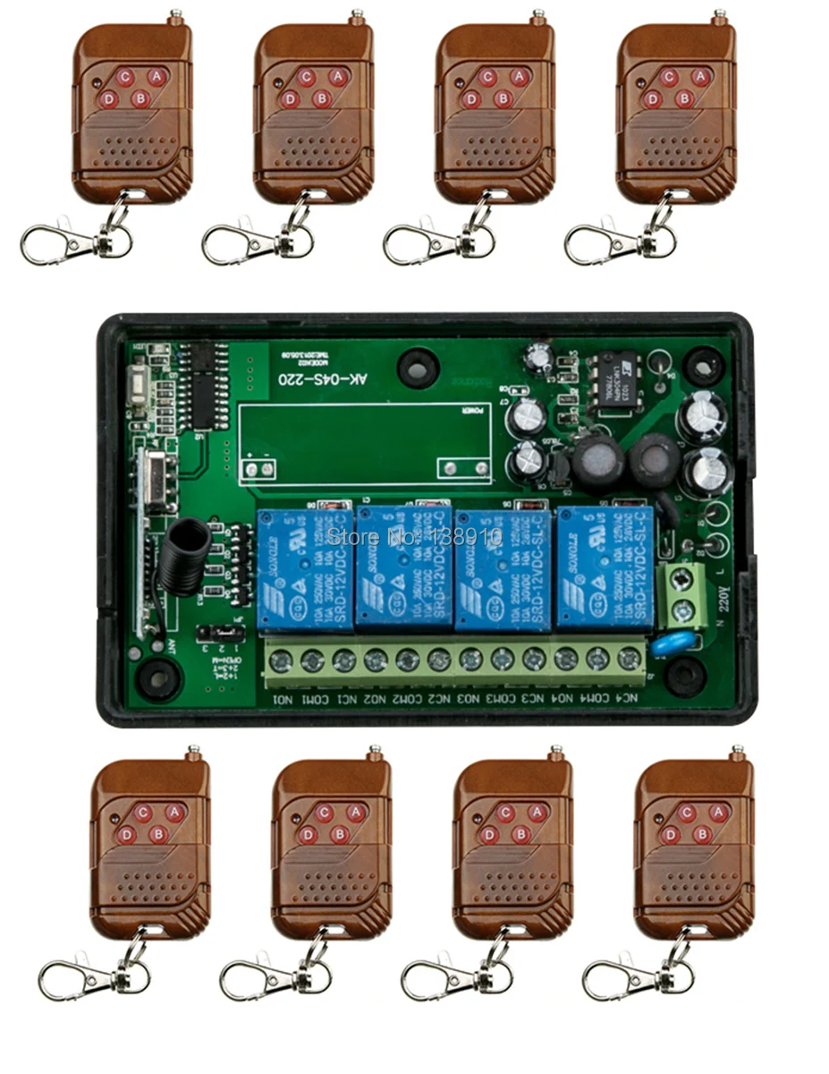 

AC85v~250V 110V 220V 230V 4CH RF Wireless Remote Control Relay Switch Receiver Security System Garage Doors