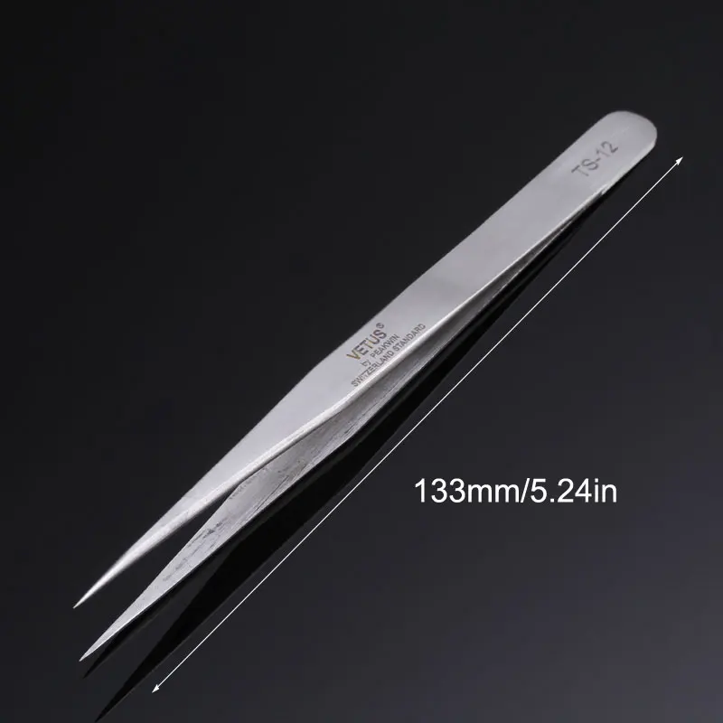 6pcs/lot Vetus Precision Tweezers Stainless Steel Curved Straight Tip Forceps for Mobile Phone Electronic DIY Repair Hand Tools