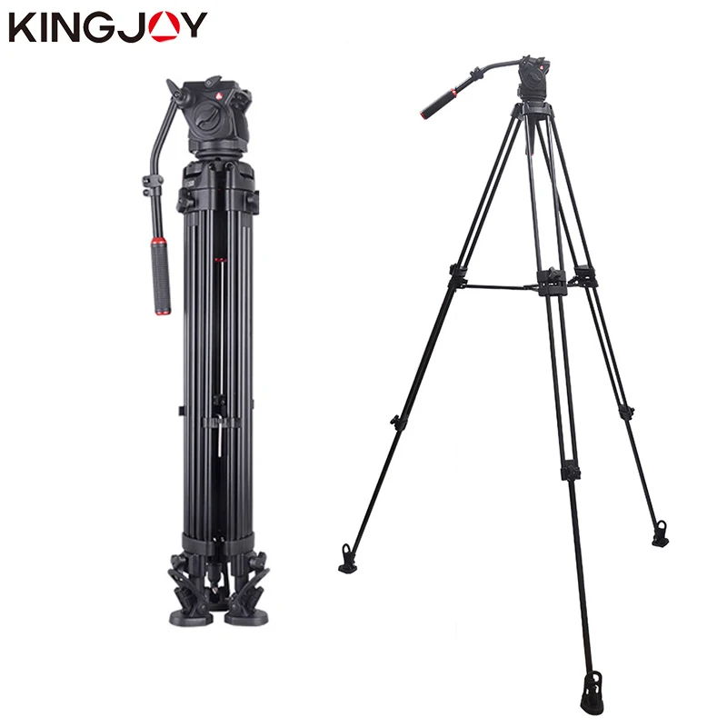 KINGJOY Professional 2.1M Camcorder Tripod Stand Heavy Duty Video Camera Tripe Holder Fluid Head Kit For Canon Nikon Sony DSLRs