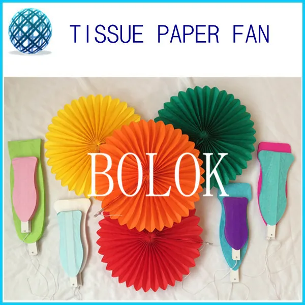 

16 Inch(40cm) big size tissue Paper Fans 50pcs/lot Party Products Supplies for Kids