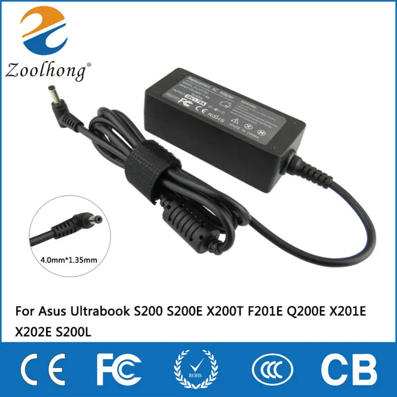 19V 1.75A 33W 4.0*1.35mm AC Laptop Charger Power Adapter For ASUS ADP-33AW S200E X202E X201E Q200 S200L S220 X453M F453 X403M