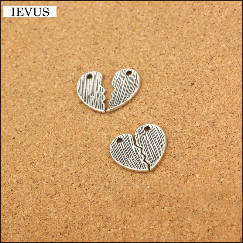 Hot selling 5 Sets(10 Pcs)/Lot 19mm*20mm antique Silver Plated heart charm words charm partners in crime For Jewelry Making