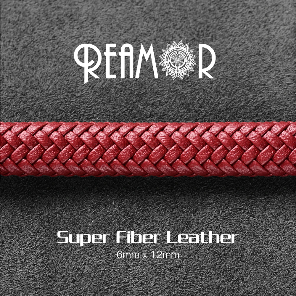 REAMOR 12*6mm Wide Super Fiber PU Braided Leather Rope String Cord For Jewelry Making Bracelets Craft Jewelry Accessories DIY