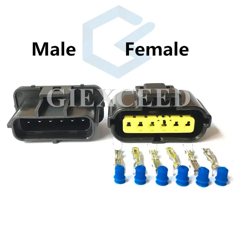 2 Sets 6 Pin 184060-1 Accelerator Pedal Connector Auto Gasoline Pump Plug AC Assembly For Ford KIA Hyundai Mitsubishi