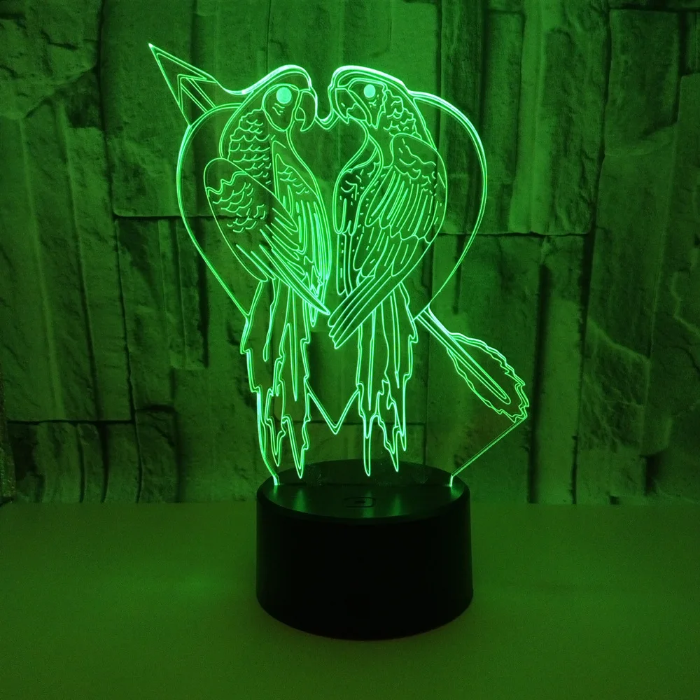 New Parrot Colorful 3d Creative Nightlight Bird Colorful Touch Small Table Lamps For Living Room led Usb Desk Lamp