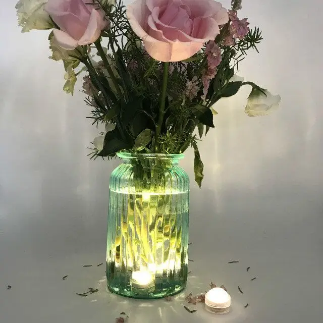 

12Pcs*SMD LED Tea Light Remote Controlled Floralyte Submersible Vase Tea Light Candle Lamp 3LED wedding party decor Multicolor