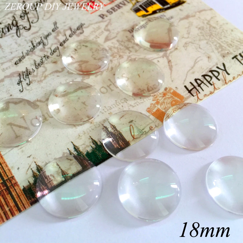 

ZEROUP 20pcs/lot 18mm Handmade Clear Glass Cabochon Domed Round Jewelry Accessories