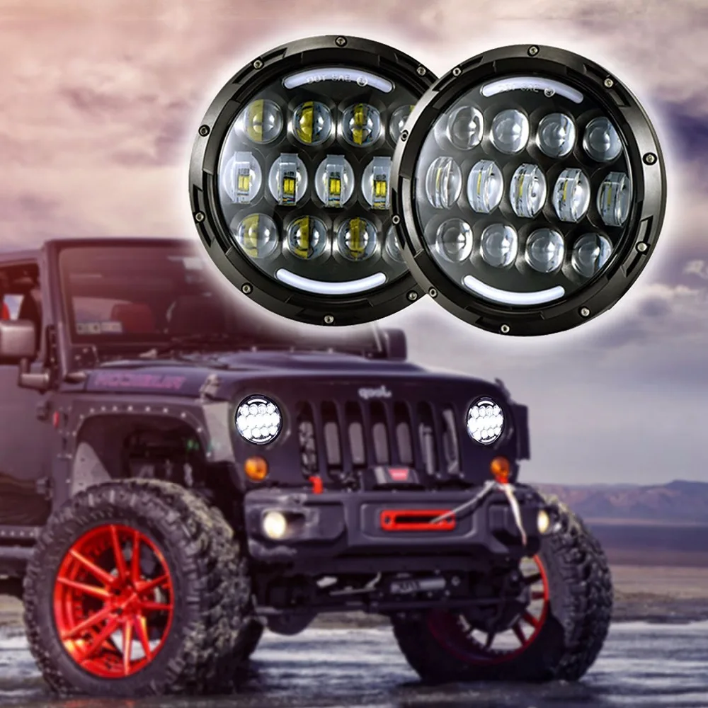 

Super Bright 7 Inch LED Headlights 105W For Lada Niva Urban Offroad Angel eyes For Jeep Wrangler JK Headlamp Amber Turn Signal