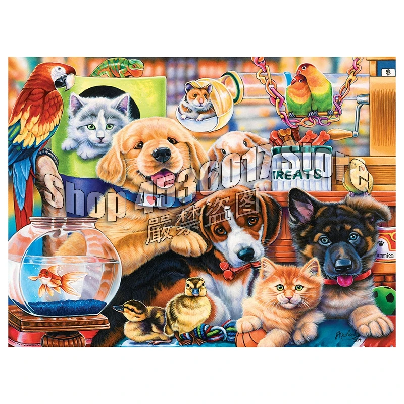 

DIY Diamond Embroidery Dogs Cats parrots Cross Stitch Mosaic Diamond Painting animals Pattern Full Rhinestone Home Decor Gift