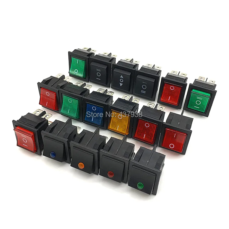 1PC Momentary Latching KCD4 Rocker Switch 4/6 pins with Light 2/3 Position ON OFF ON 16A 250V/20A 125VAC Power Switch