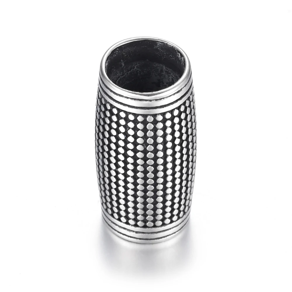 Stainless Steel Tube Beads Big Large Hole 8mm Slider Charm DIY Men Leather Cord Bracelet Making Jewelry Accessories Finding