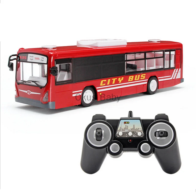 Double E635 Rc Bus 6Ch Large Electric Remote Control Car with Light Tour Bus School City Model Machine Toys for Boys Kids