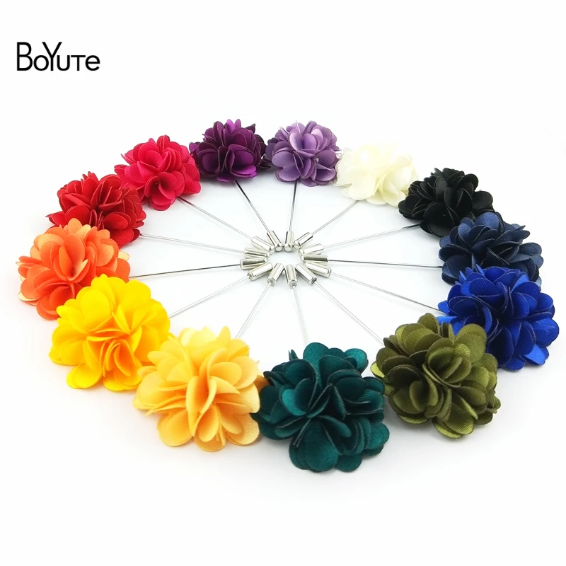 BoYuTe (20 Pieces/Lot) High Quality Hand Made Fabric Flower Lapel Pin Fashion Men's Suit Wedding Brooch