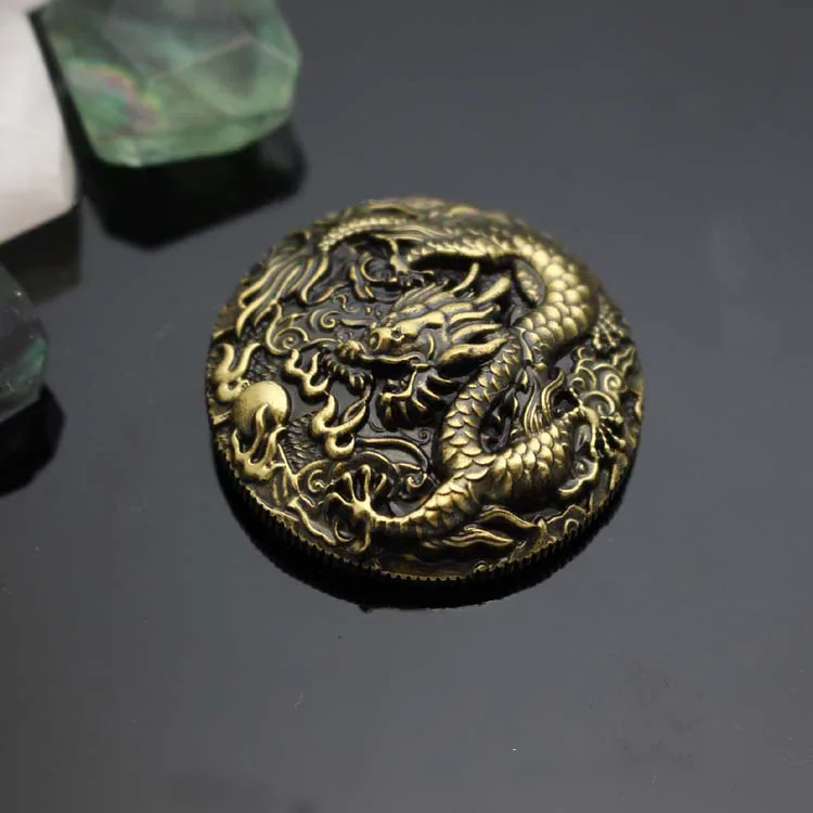 33mm Solid brass Antiqued Bronze Metal decoration Button Antique Decorated Set Dragon For DIY Wallet Bag Decor Leather craft
