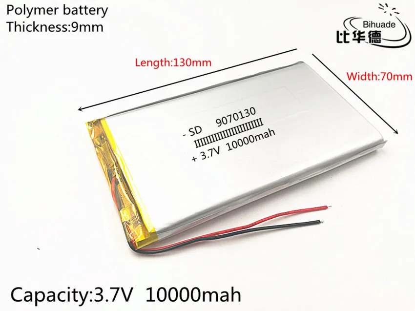 10000mAh 9070130 3.7V lithium polymer lipo battery rechargeable li ion cell