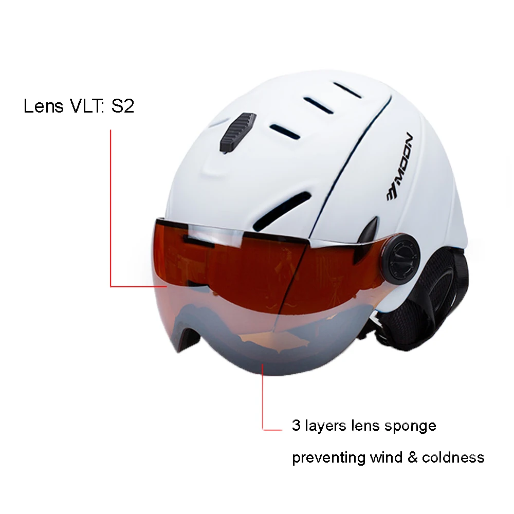 2-in-1 Visor Ski Snowboard Helmet Detachable Snow Mask Anti-fog Anti-uv Integrated Goggle Shield Low Weight Adults Men Women