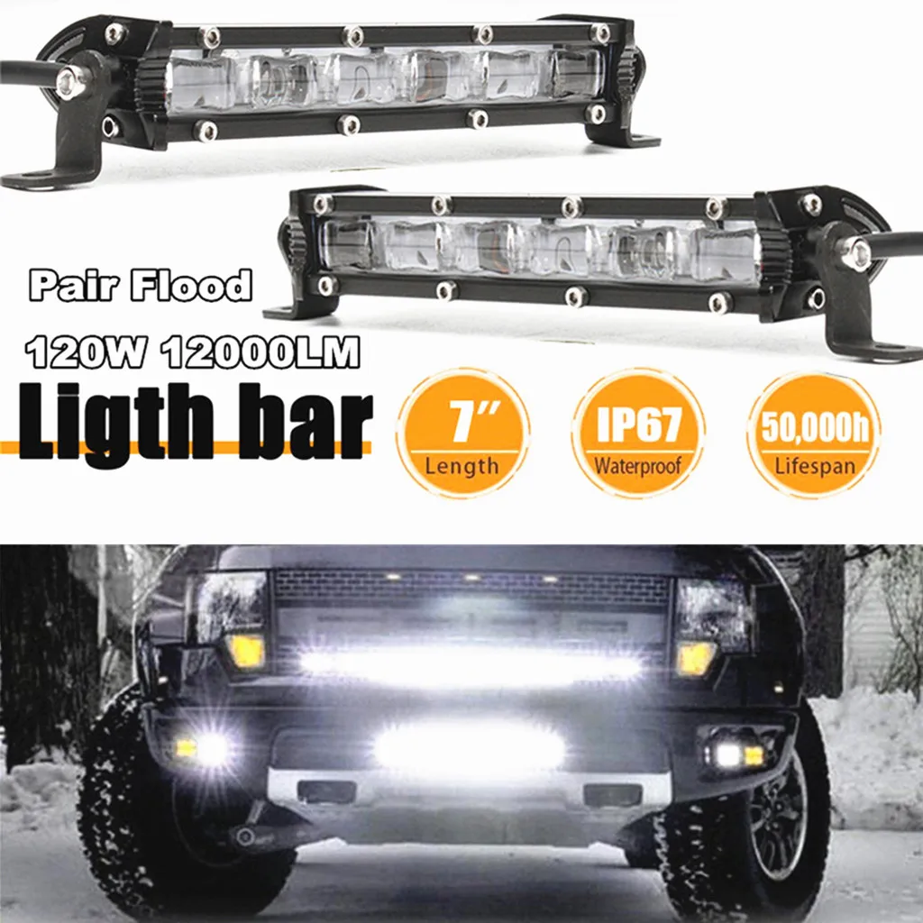 1 Pair 7'' 60W Aluminum OffRoad LED Work Light Bar 6D Flood Beam Fog Driving Lamps