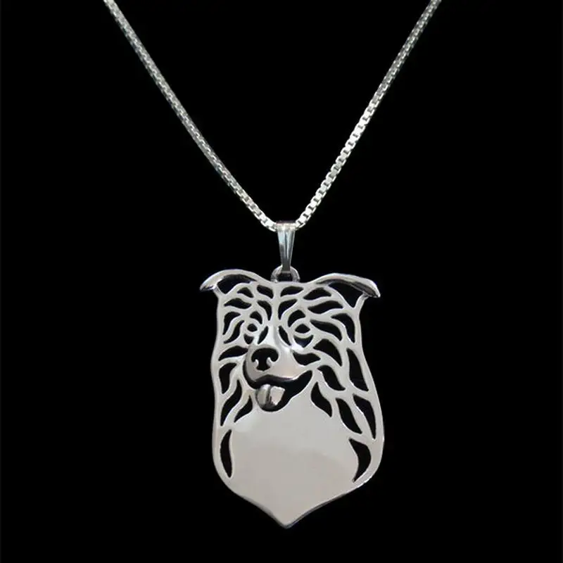 Women's Metal Alloy Pet Dog Gold Border Collie Pendant Necklace