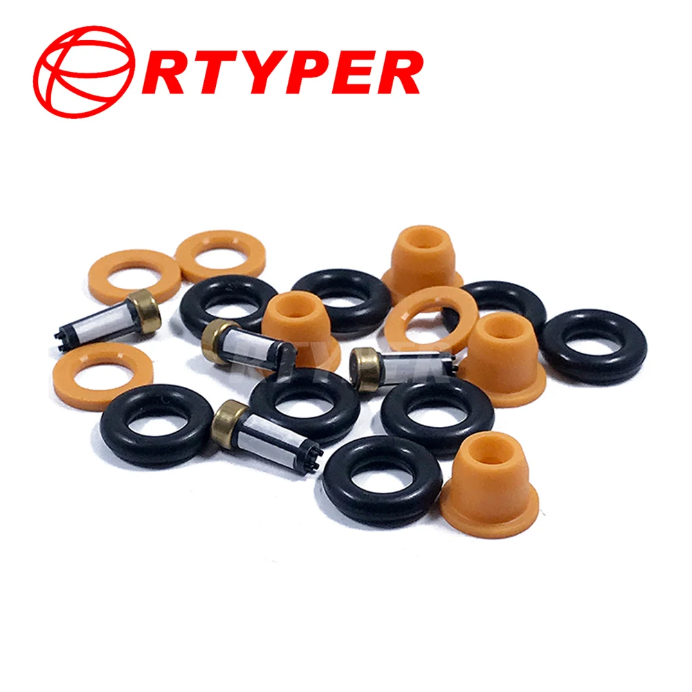 4 Sets Injector Repair Kits Micro Filter Oring Plastic Gasket Pintle Cap 02103 For Bosch 0280150951 for Audi A4/S4/S6/A6 2.0 2.2