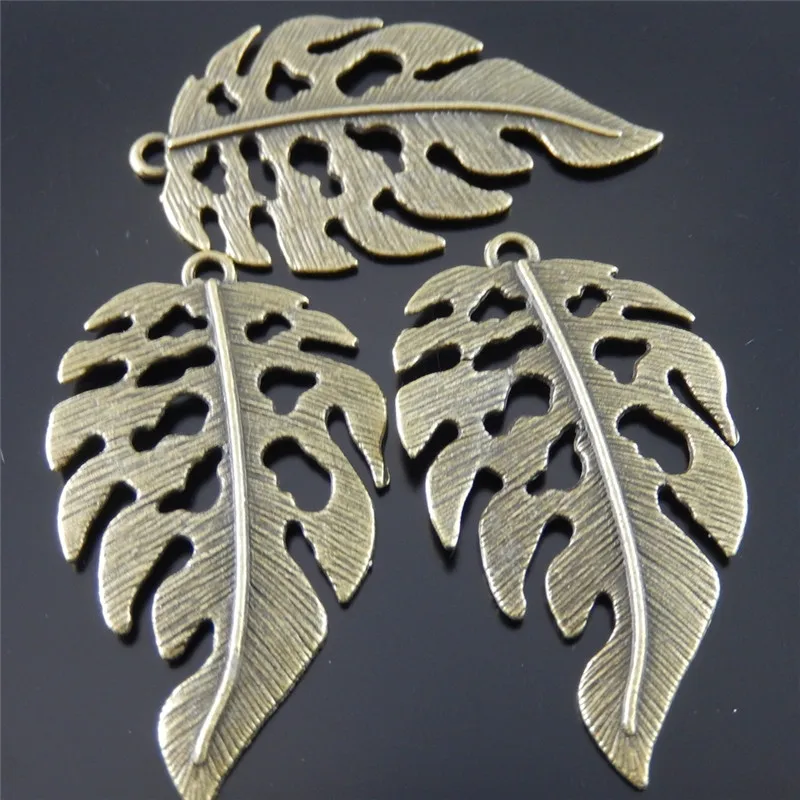 10pcs/lot Necklace pendant Charms Retro Style Bronze Tone Alloy Leaf Pendant Leaves Charm Jewelry Accessories  42*26mm AU32449