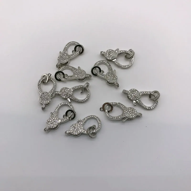 10pcs/lot Wholesale Free Shipping Jewelry Accessories Micro Paved Cubic Zirconia Clasp For Jewelry Making