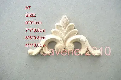 A7-4x4x0.6cm 8x8x0.8cm 9x9x1cm Wood Carved Corner Onlay Applique Unpainted Frame Door Decal Working carpenter Decoration