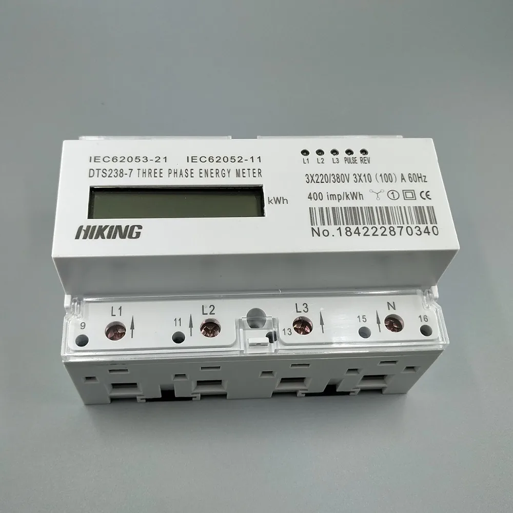 10(100)A 3*220V/380V 60HZ  three phase Din rail KWH Watt hour din-rail energy meter LCD