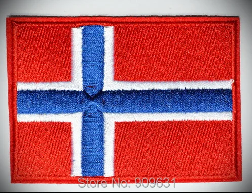 1X Norway Norwegian Flag Embroidered Iron On Patch National Emblem Scandinavia Oslo