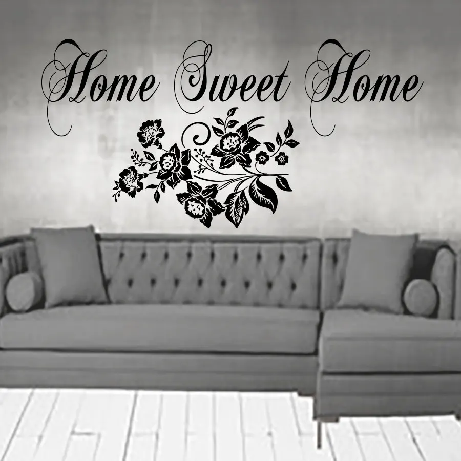 

ZOOYOO Home Sweet Home Modern Wall Sticker Living Room Sofa Background Decorative Vinyl Flowers Wall Decal
