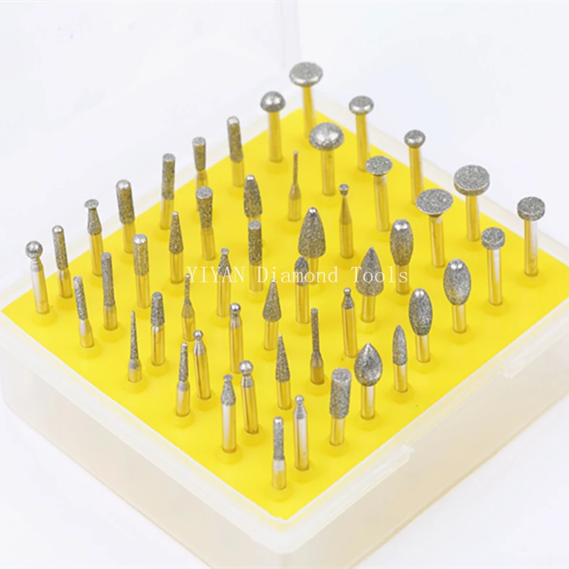 50 pcs set berlian gerinda grinding bit set untuk dremel rotary alat dengan 3mm shank dia baru kedatangan gratis pengiriman