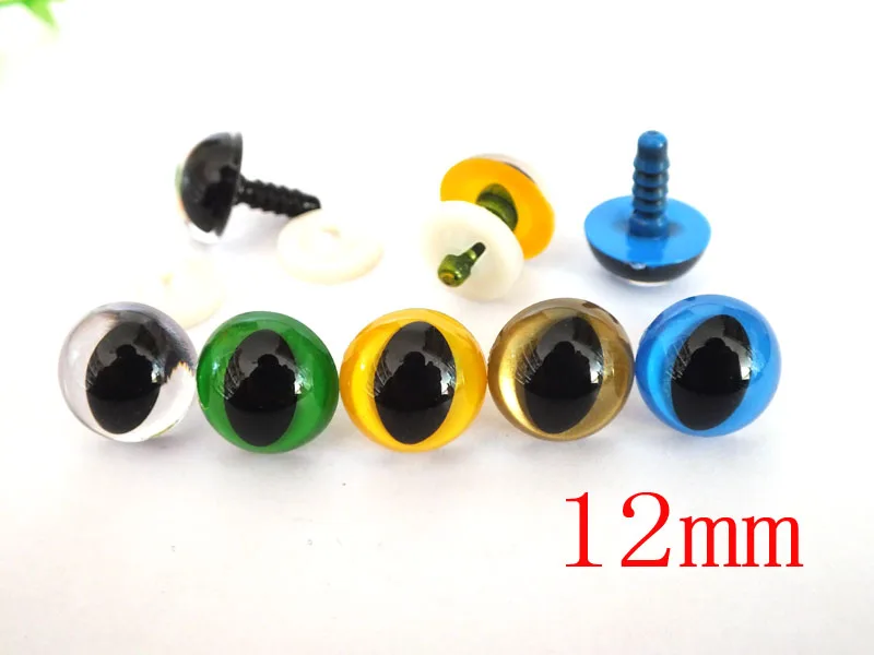 50pcs 12mm plastic safety toy cat eyes for plush doll accessories--color option
