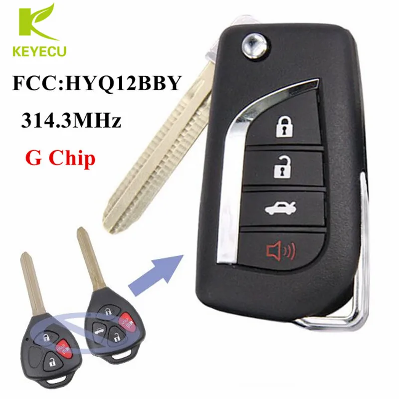 

KEYECU Modify Flip Remote Key Fob 314.3MHz G Chip for Toyota Camry Corolla 4Runner Rav4 Yaris FCC: HYQ12BBY