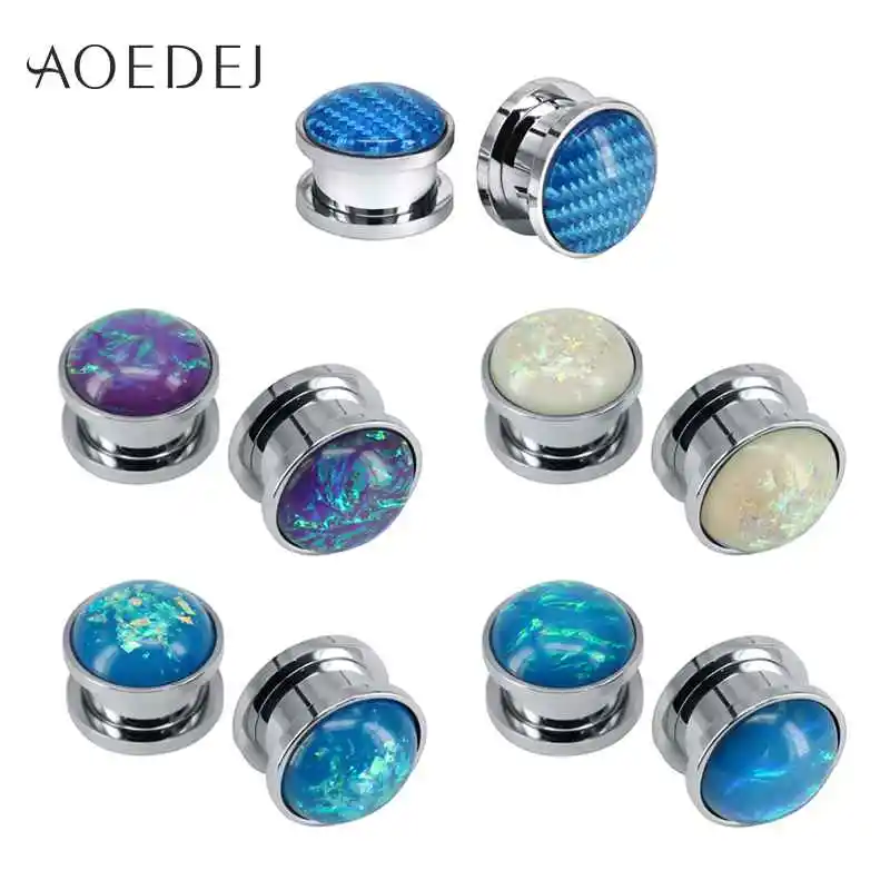 

AOEDEJ 2pcs/lot Stainless Steel Plug & Tunnel Jewelry Resin Flesh Tunnel 10mm Dilataciones oreja Piercing Body Piercings Tunnels