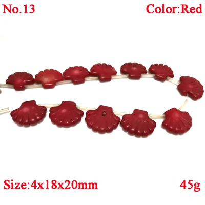 

16 inches 4x18x20mm Red Flat Shell Shaped Handmade Carved Natural Coral Beads Loose Strand for Necklace