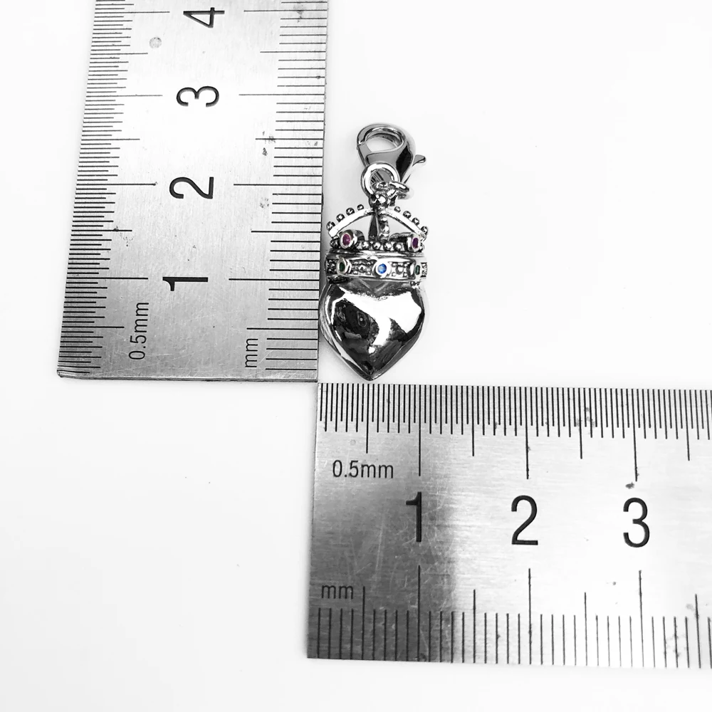 Prawdziwe 925 Sterling Silver Fashion Jewelry Crown Heart Pendant Charm Dla kobiet Mężczyźni Drop Shipping Wholesale — zdjęcie 3