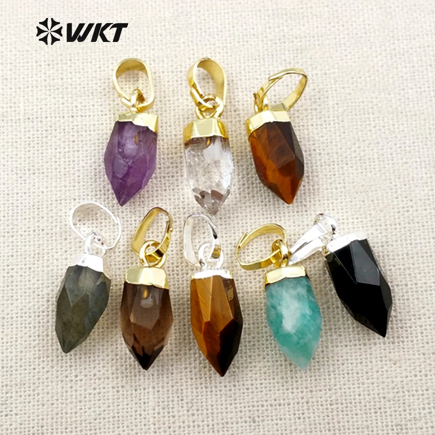 

WKT WT-P1307 2018 New Design Cute Crystal Pillar Women Necklace Pendant Metal Silver Plated Elegant Female Jewelry wholesale