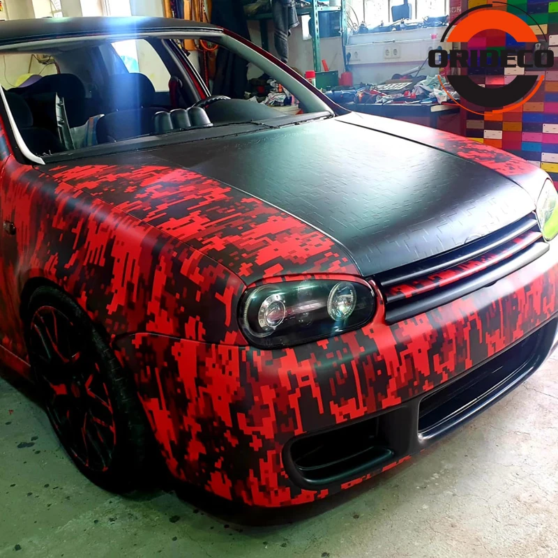 

Black Red digital Camo Vinyl For Car Wrapping With Air Rlease pixel camo Camouflage Car Styling Covers Size: 5m/10m/15m/20m/30m