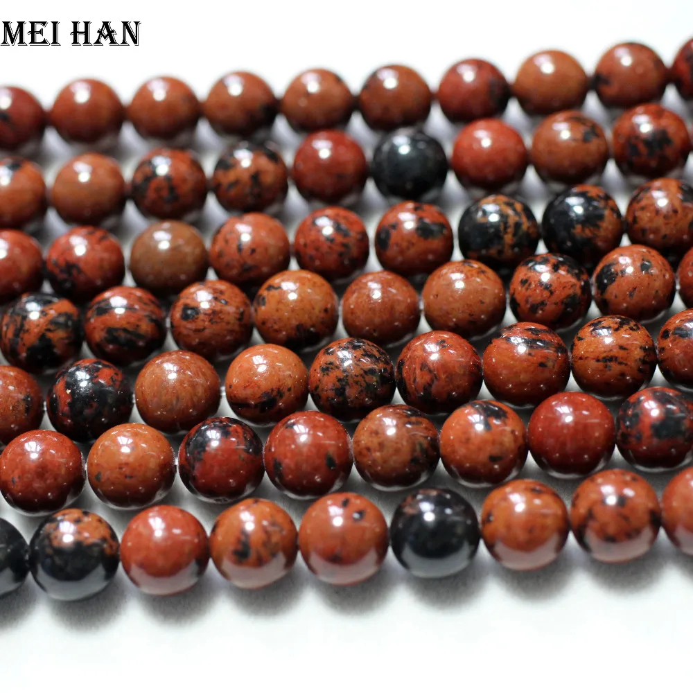 Meihan (Free Shipping) ( 2strands/set) natural 8mm 10mm Mahogany Obsidian smooth round loose beads for jewelry making design