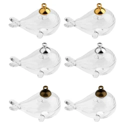 2 Pcs Clear Mini Whale Shape Empty Glass Wishing Bottles Vial Pendant Charms Jars DIY Mini Bottles Jars Charm Jewelry Making