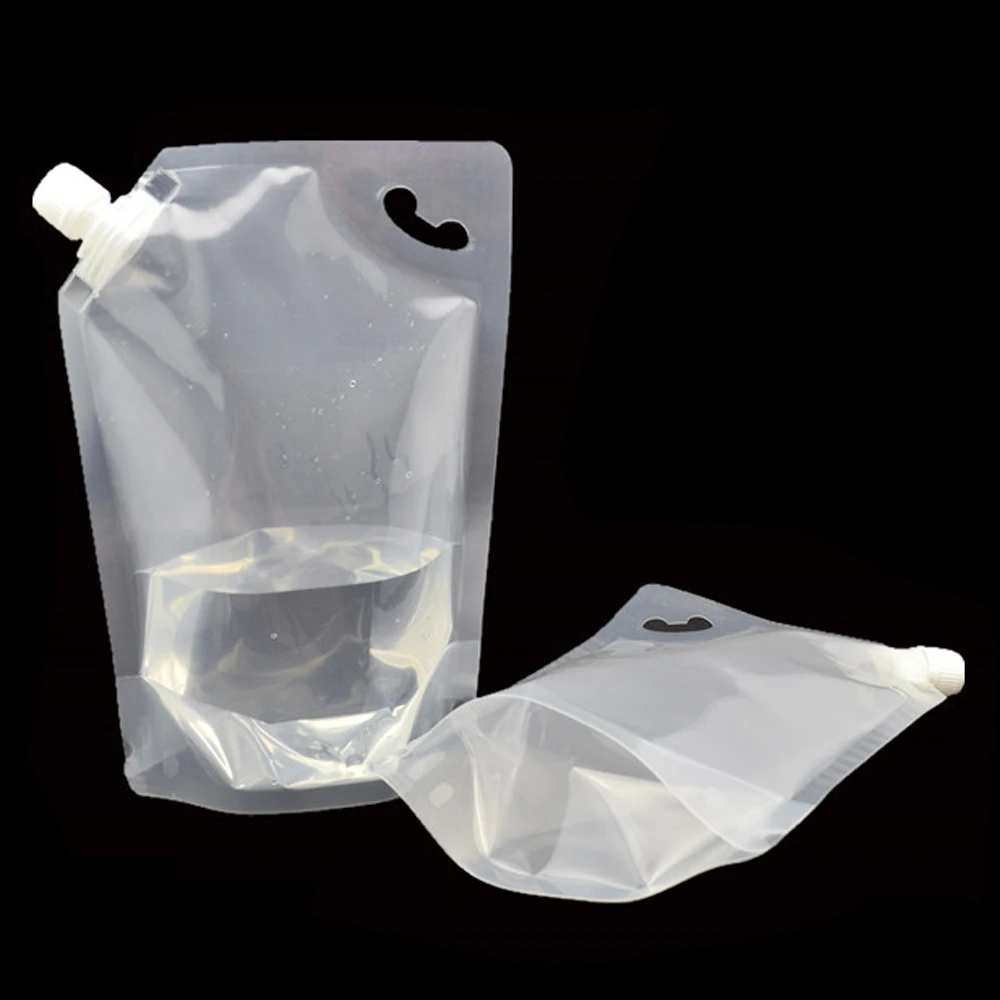 20 Piece White / Clear Stand Up Poly Spout Bag Drinking Juice Soybean Milk Doypack Spout PE Plastic Storage Pouch Jelly Wine Bag