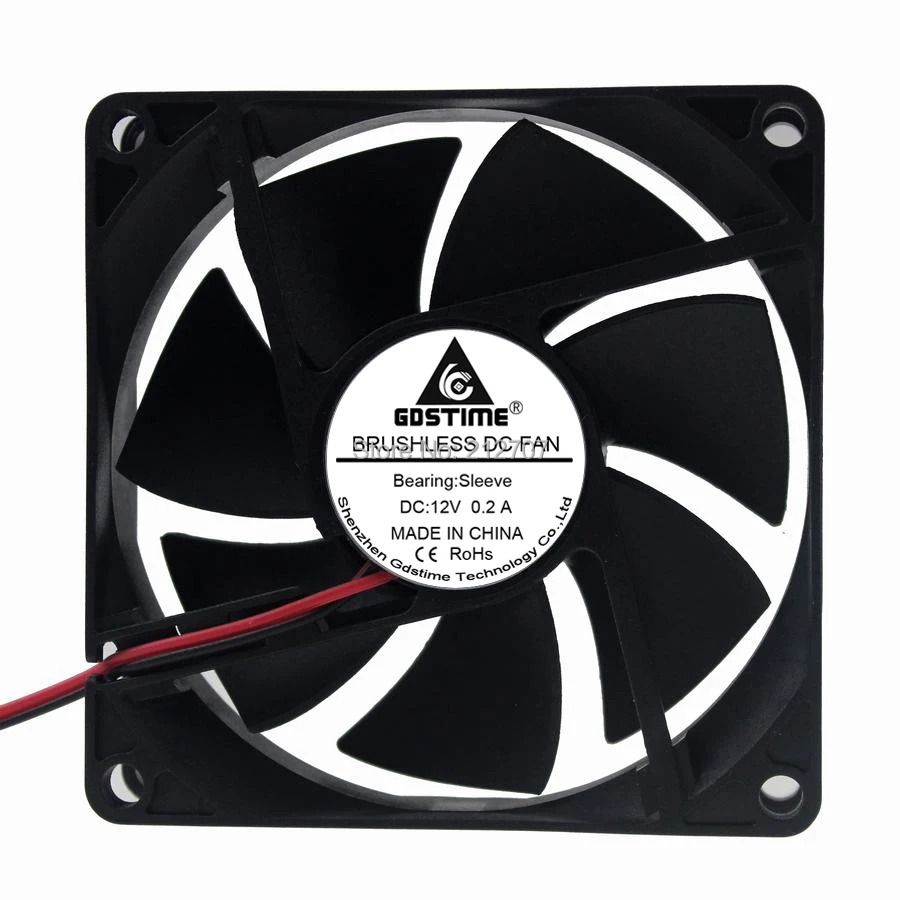 10PCS Gdstime Quite 80mm 80x80x20mm 8020 DC 12V 2Pin PC Computer Cooling Fan Mod