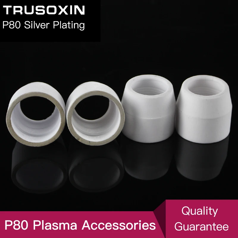 10pcs 80 100 120A Plasma Cutter Consumables Silver Ceramic Cups of p80 Plasma Cutting Gun and Torch