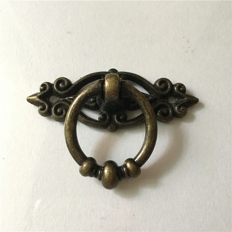 Poignée de porte d'armoire de cuisine en alliage de zinc, boutons de meubles, quincaillerie, panneau Chi, nervure antique, ton bronze, Foy, 65x24mm, 1PC