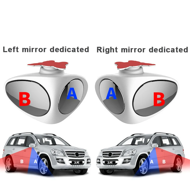 1 Piece Car Convex Mirror Rotatable Adjustable Blind Spot Mirror Wide Angle Mirror front wheel Car Rear View mirror 2 Colors