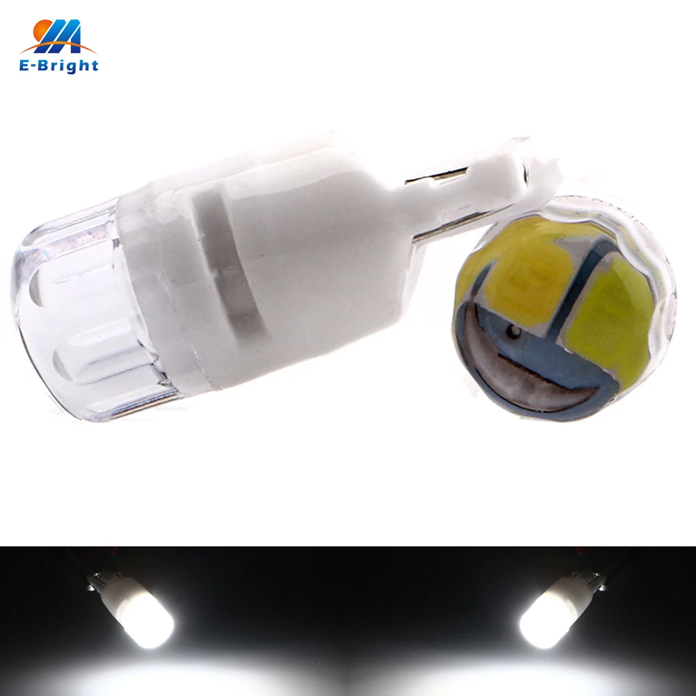 

YM E-Bright 100 PCS T10 W5W 3030 2 SMD Ceramic 194 168 Auto Instrument Lamps 12V DC Light Bulbs White Blue Yellow 120 Lumens