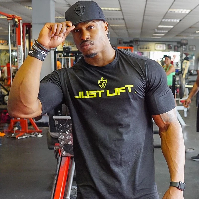 Cotton Gym Running Shirt Sport T Shirt Men Short Sleeve Running Shirt Men Workout Training Tees Fitness Top Sport T-shirt